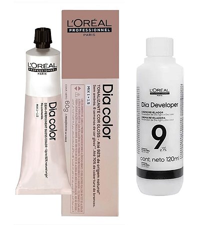 Loreal Dia Color 5.8 Castanho Claro Marrom + Creme Revelador 9vol 120ml