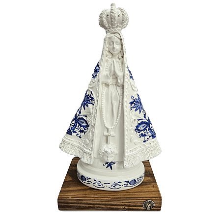 Miráculo Imagem Nossa Senhora Aparecida 20cm Branca Decorada