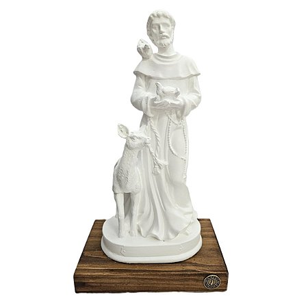 Miráculo Imagem São Francisco de Assis 20cm Branca