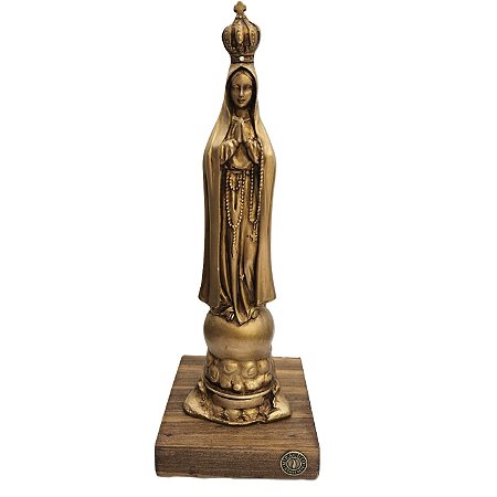 Miráculo Imagem Nossa Senhora de Fátima 20cm Ouro Velho