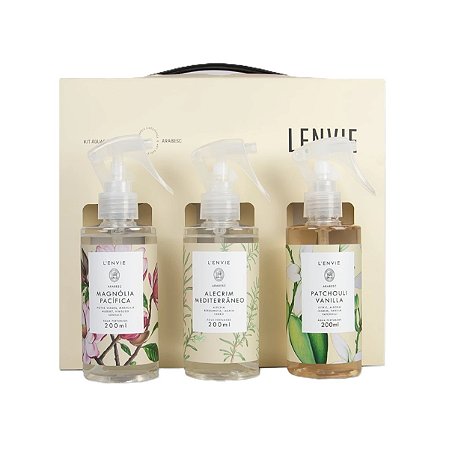 Lenvie Kit 3 Águas Perfumadas 200ml - Alecrim Mediterrâneo + Magnólia Pacífica + Patchouli Vanilla