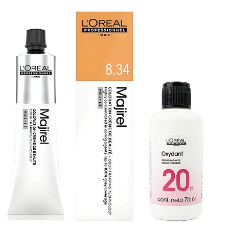 Loreal Majirel 8.34 Louro Claro Dourado Acobreado + Oxidante 20vol 75ml