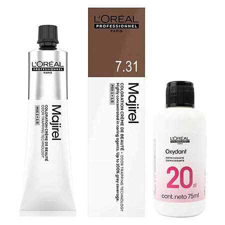 Loreal Majirel 7.31 Louro Bege Dourado + Oxidante 20vol 75ml