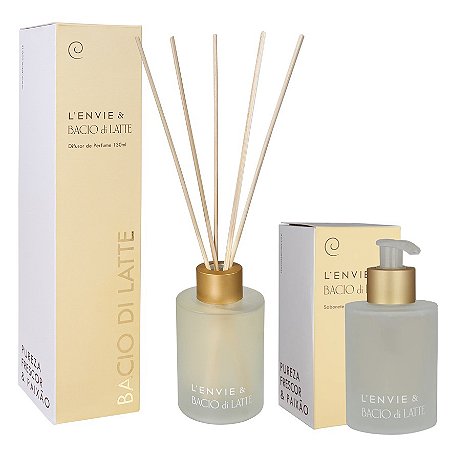 Lenvie Bacio Di Latte - Kit Difusor de Ambiente e Sabonete Líquido Bacio di Latte
