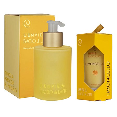 Lenvie Bacio Di Latte - Kit Sabonete Líquido e Creme de Mãos Limoncello