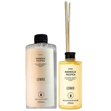 Lenvie Magnólia Pacífica - Kit Refil Difusor e Refil Sabonete Líquido