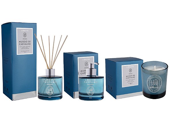 Lenvie Musgo de Carvalho - Kit Difusor de Ambiente Sabonete Líquido e Vela