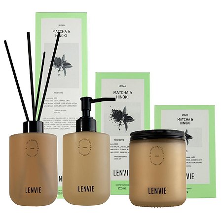 Lenvie Urban Kit Difusor e Sab Líq e Vela Matcha e Hinoki