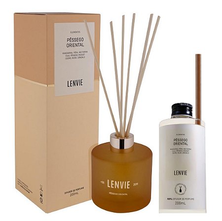 Lenvie Pêssego Oriental - Kit Difusor de Ambiente e Refil