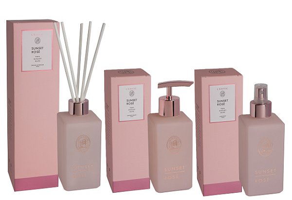 Lenvie Sunset Rose - Kit Difusor de Ambiente Sabonete Líquido e Home Spray