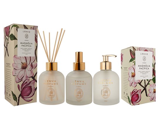 Lenvie Magnólia Pacífica - Kit Difusor de Ambiente Sabonete Líquido e Home Spray