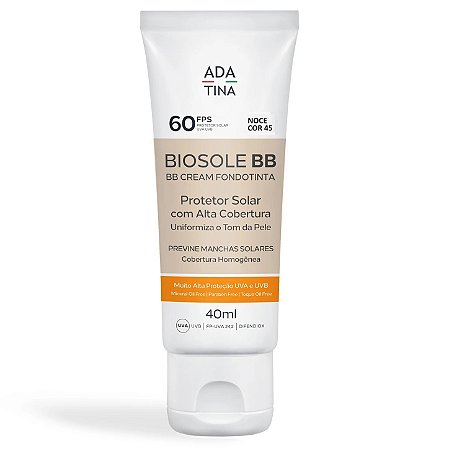 Ada Tina Biosole BB - Protetor Solar FPS60 Cor Noce 40ml
