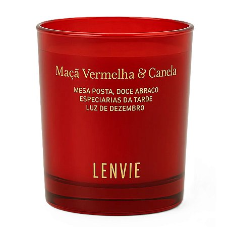 Lenvie Essências de Natal - Vela Perfumada Maçã Vermelha e Canela 210g