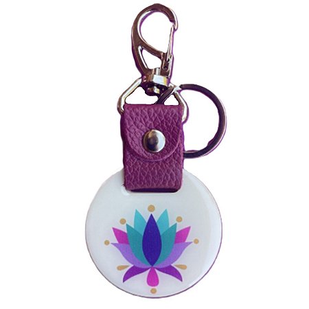 Chaveiro Couro Resinado Flor de Lótus 6005