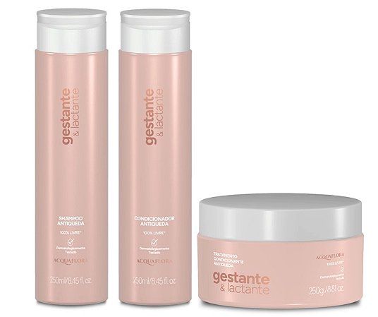 Acquaflora Gestante e Lactante - Kit Shampoo Condicionador e Máscara Antiqueda