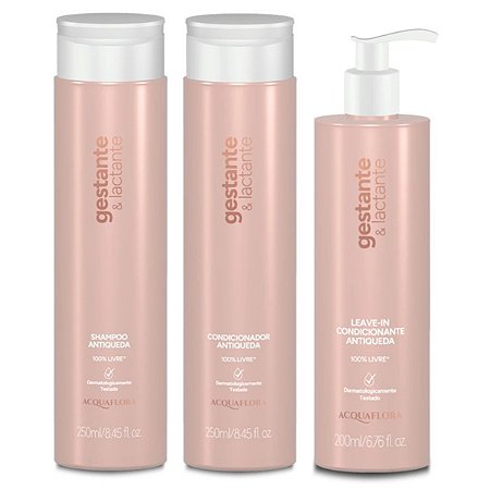 Acquaflora Gestante e Lactante - Kit Shampoo Condicionador e Leave-in Antiqueda