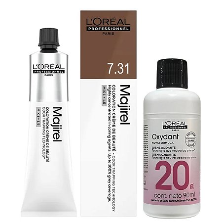 Loreal Majirel 7.31 Louro Bege Dourado 60g + Oxidante 20vol 90ml