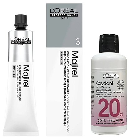 Loreal Majirel 3 Castanho Escuro 60g + Oxidante 20vol 90ml