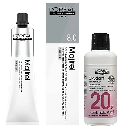 Loreal Majirel 8.0 Louro Claro Profundo 60g + Oxidante 20vol 90ml