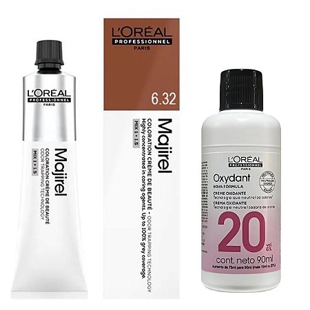 Loreal Majirel 6.32 Louro Escuro Dourado Irisado 60g + Oxidante 20vol 90ml