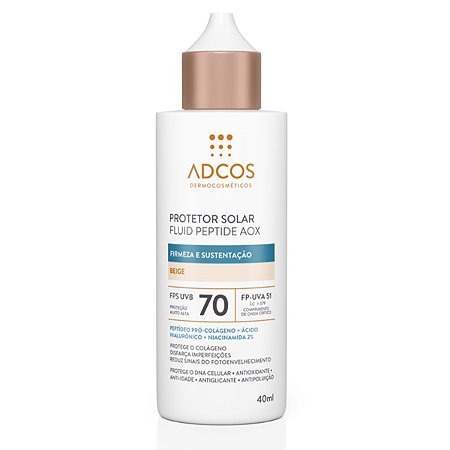Adcos Protetor Solar Fluid Peptide AOX FPS70 40ml - Beige