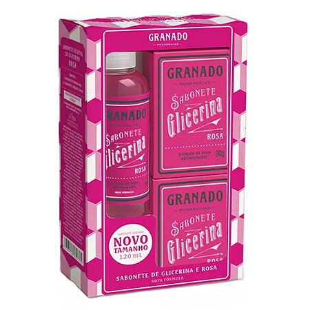 Granado Kit Glicerina 2 Sabonete Barra e Líquido Rosa