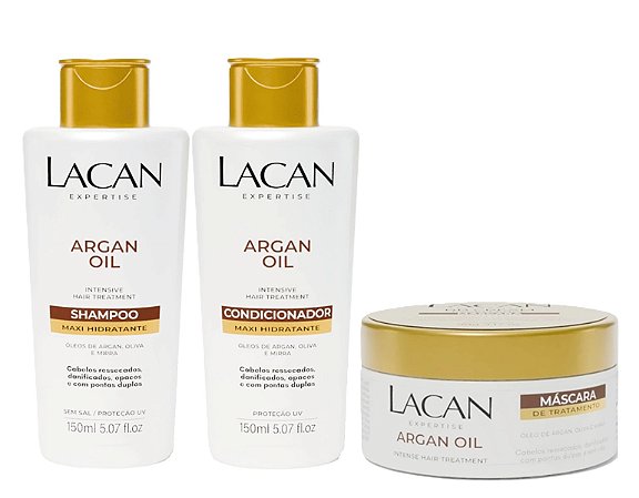 Lacan Argan Kit Shampoo Condicionador 150ml e Máscara 90g