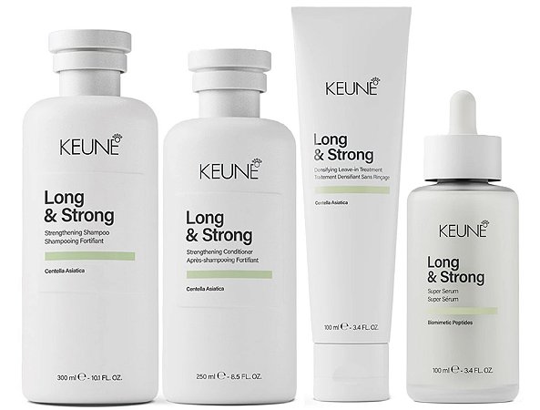 Keune Long & Strong - Kit Shampoo Condicionador Leave-in e Super Serum
