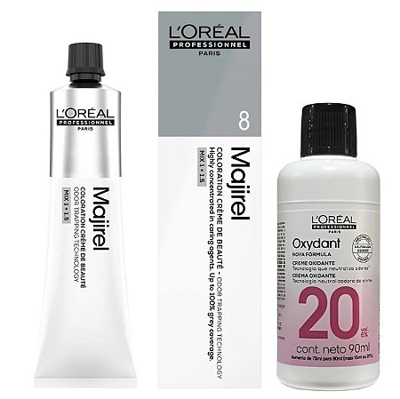 Majirel Tinta 8 Louro Claro 60g + Ox 20vol 90ml Loreal