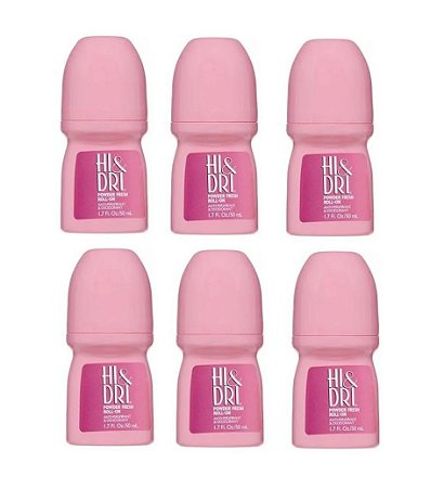 Kit 6un Desodorante Hi & Dri Roll-on Powder Fresh 50ml