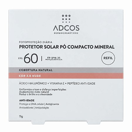Adcos Refil Pó Compacto Mineral Anti Idade FPS60 Cor Nude