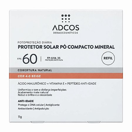 Adcos Refil Pó Compacto Mineral Anti Idade FPS60 Cor Beige