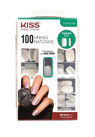 Kiss Kit 100 Unhas Postiças Quadrado Curto