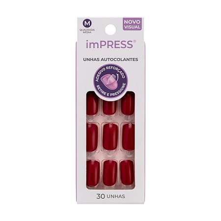 Kiss NY Impress Unhas Autocolantes Quadrado Médio - Bittersweet