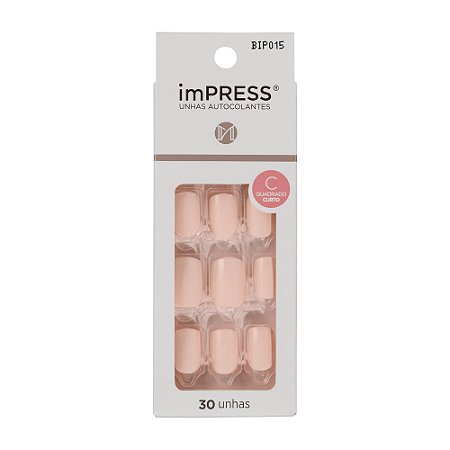 Kiss NY Impress Unhas Autocolantes Quadrado Curto - Bubble Gum