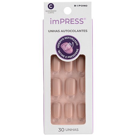 Kiss NY Impress Unhas Autocolantes Quadrado Curto - Girlie Girl
