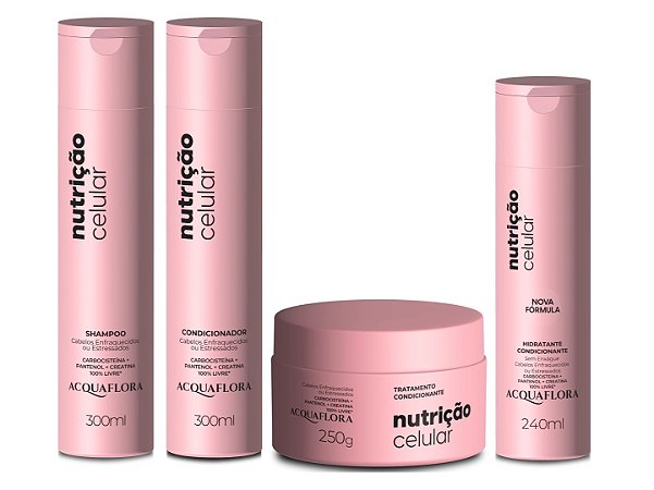 Acquaflora Nutrição Celular - Kit Shampoo Condicionador Máscara e Hidratante sem Enxágue