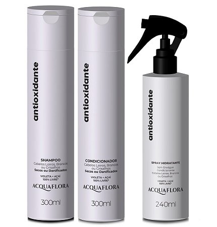 Acquaflora Antioxidante Cabelos Secos - Kit Shampoo Condicionador e Spray