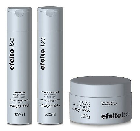Acquaflora Efeito Liso - Kit  Shampoo Condicionador e Máscara