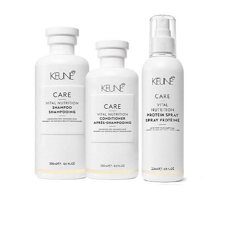 Keune Vital Nutrition - Kit  Shampoo Condicionador e Protein Spray