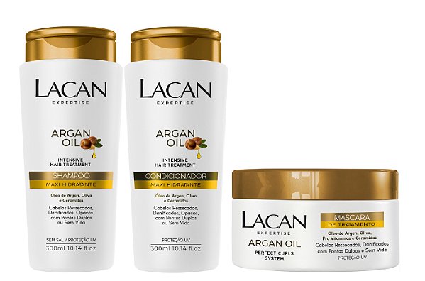 Lacan Argan Oil - Kit Shampoo Condicionador e Máscara