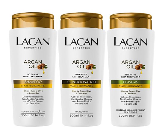 Lacan Argan Oil - Kit Shampoo Condicionador e Leave-in