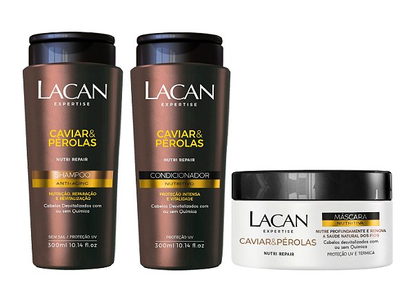 Lacan Caviar e Pérolas - Kit Shampoo Condicionador e Máscara