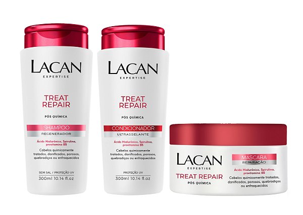 Lacan Treat Repair Pós Química - Kit Shampoo Condicionador e Máscara