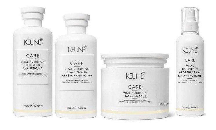 Keune Vital Nutrition - Kit Shampoo Condicionador Máscara e Protein Spray