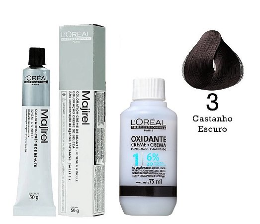 Loreal Majirel 3 Castanho Escuro + Oxidante 20vol 75ml