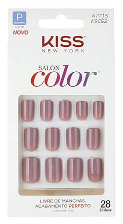 Kiss NY Salon Color  Unhas Postiças Quadrado Curto - Beautiful Nude