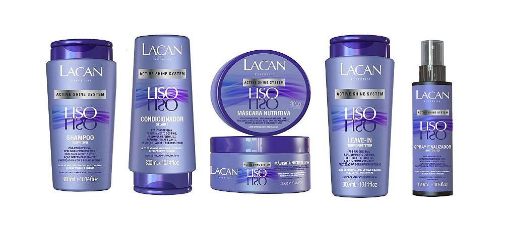 Lacan Liso - Kit Shampoo Condicionador Máscara Spray e Leave-in