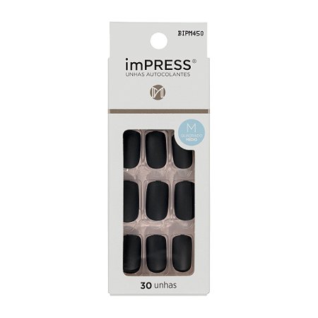 Kiss NY Impress Unhas Autocolantes Quadrado Médio - Swan Fosca