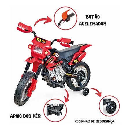 Moto Eletrica Infantil Xplast Speed Chopper 6V Branca Vermelha